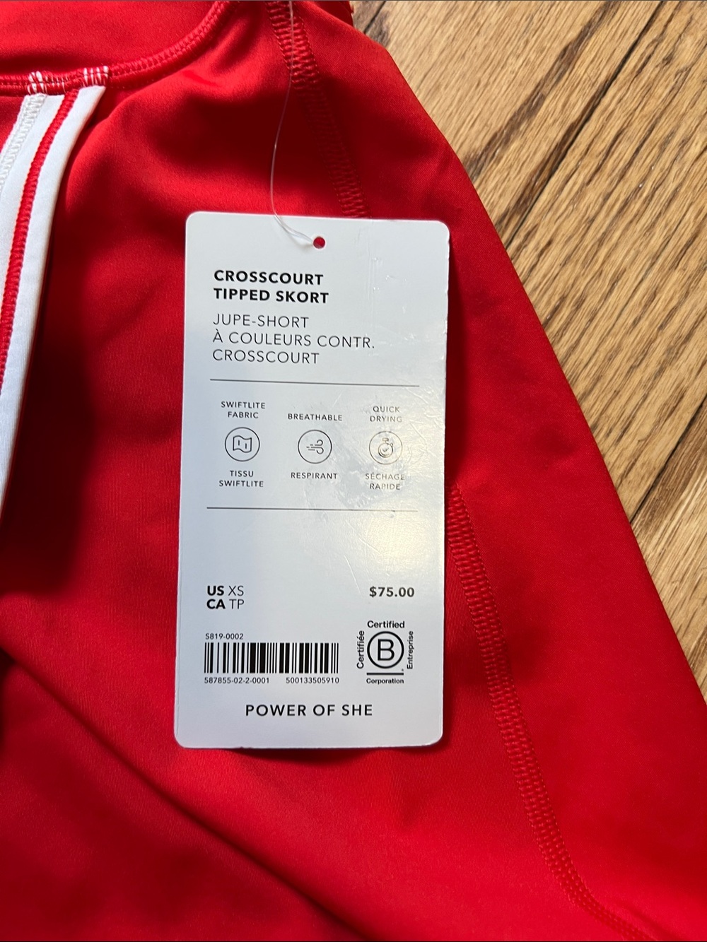Athleta Cross Court Tipped Skirt Red Skort with White Piping NWT - Picture 2 of 3